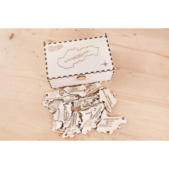 Drevené puzzle v krabičke - Kúpele a aquaparky